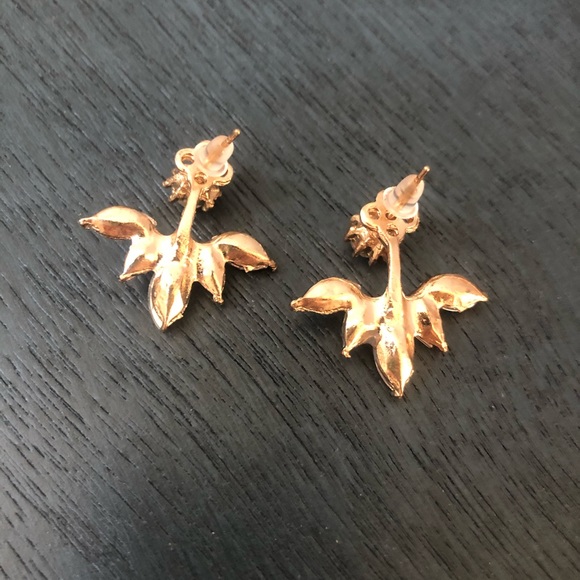 Gold / rose gold crystal jacket earrings - Picture 3 of 4